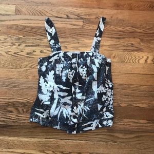Black and white leaf print top